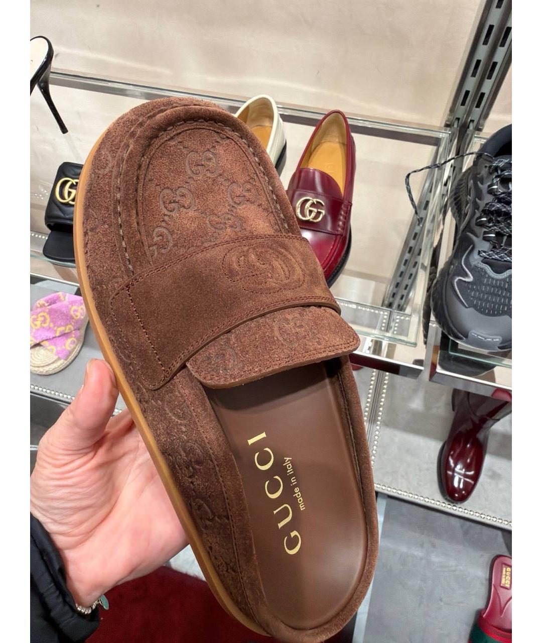 GUCCI Коричневые замшевые сабо, фото 5