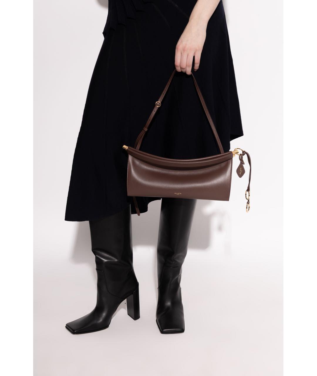 ALAIA Коричневая кожаная сумка через плечо, фото 5