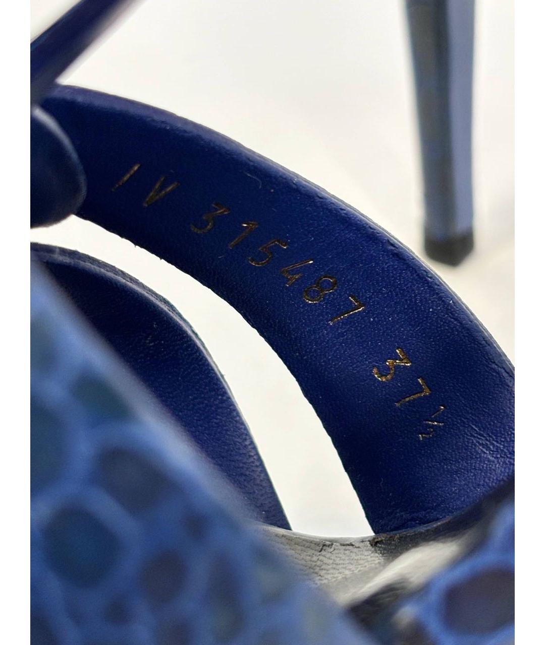 SAINT LAURENT Синие кожаные босоножки, фото 8