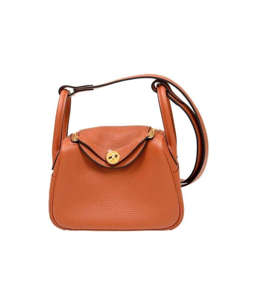 HERMES Оранжевая кожаная сумка через плечо, фото 3