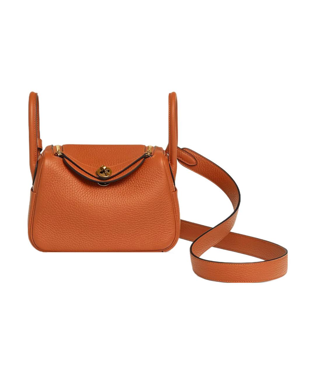 HERMES Оранжевая кожаная сумка через плечо, фото 6