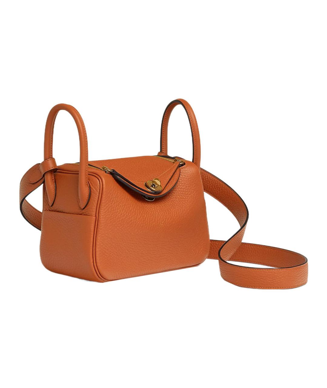 HERMES Оранжевая кожаная сумка через плечо, фото 2