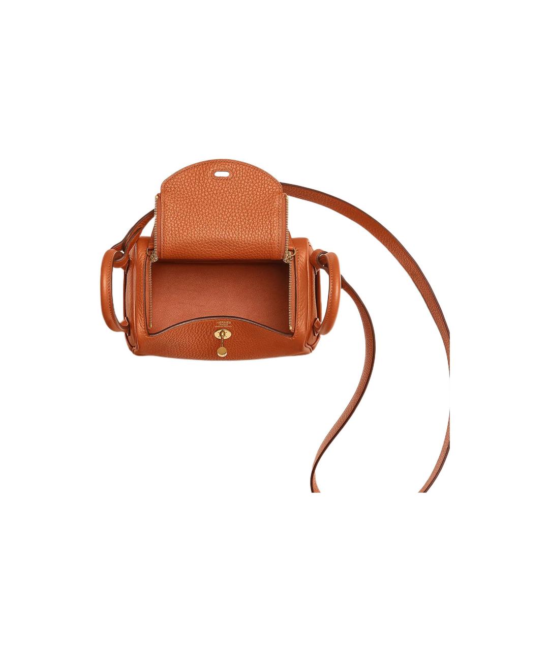 HERMES Оранжевая кожаная сумка через плечо, фото 5