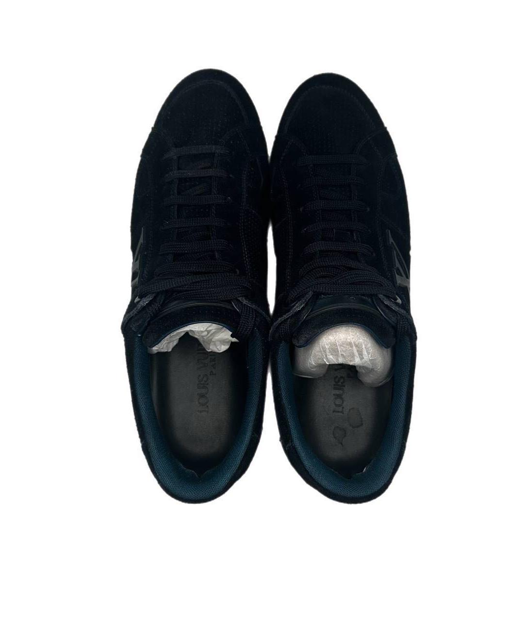 LOUIS VUITTON Темно-синие замшевые низкие кроссовки / кеды, фото 3
