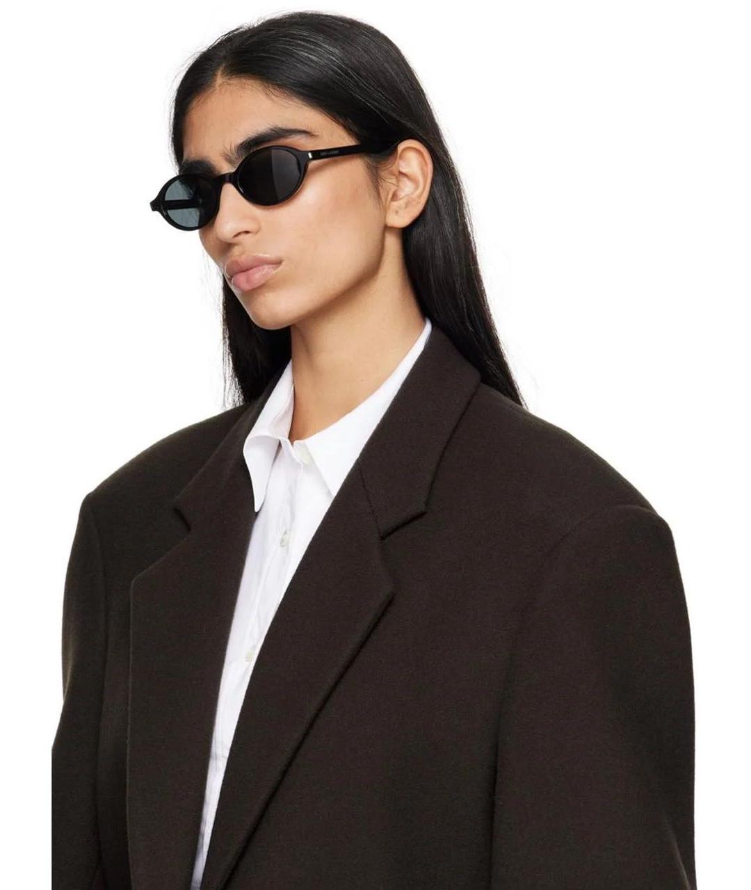 SAINT LAURENT Черные пластиковые солнцезащитные очки, фото 2