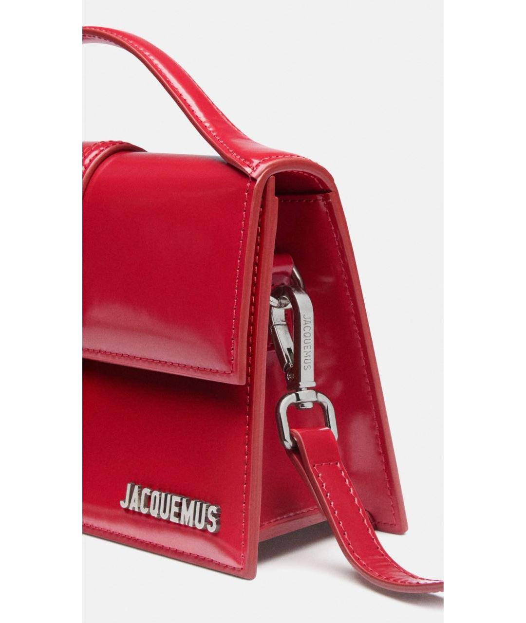 JACQUEMUS Красная сумка с короткими ручками из лакированной кожи, фото 4