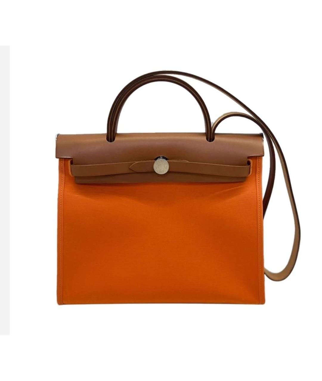 HERMES Оранжевая тканевая сумка через плечо, фото 6