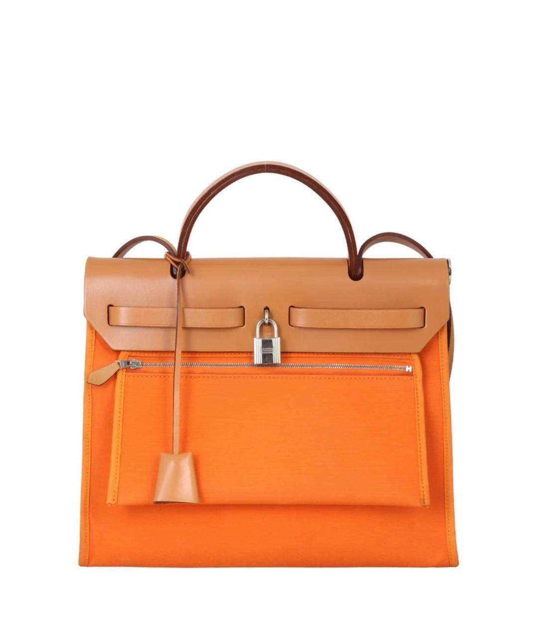 HERMES Оранжевая тканевая сумка через плечо, фото 3