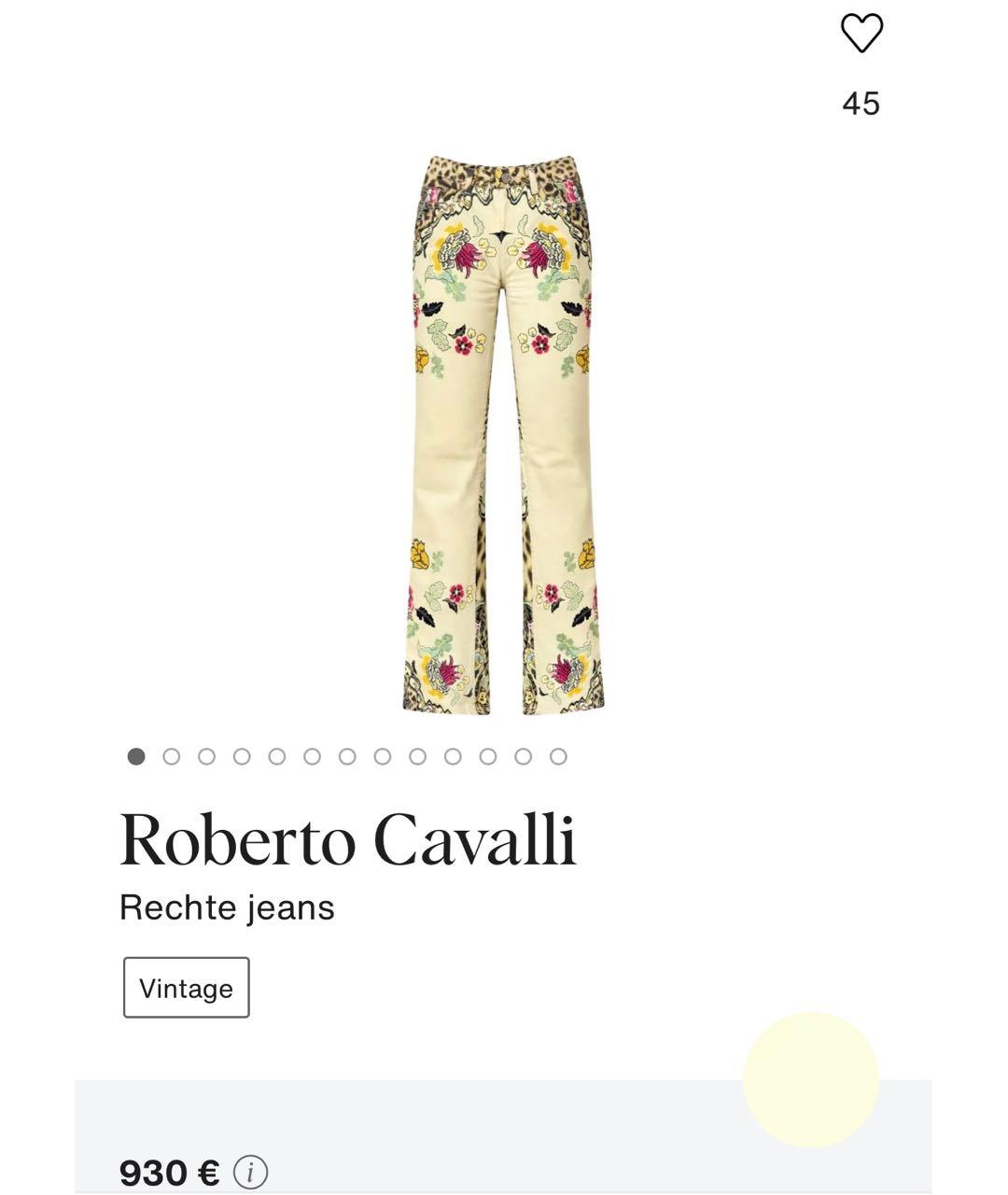 ROBERTO CAVALLI Мульти хлопковые прямые джинсы, фото 7