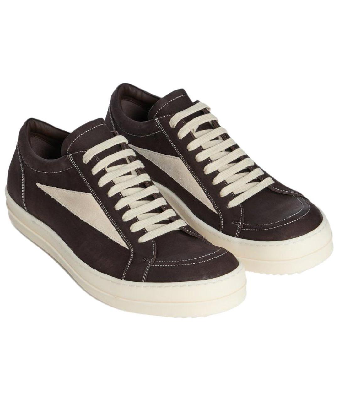 RICK OWENS Коричневые замшевые низкие кроссовки / кеды, фото 3