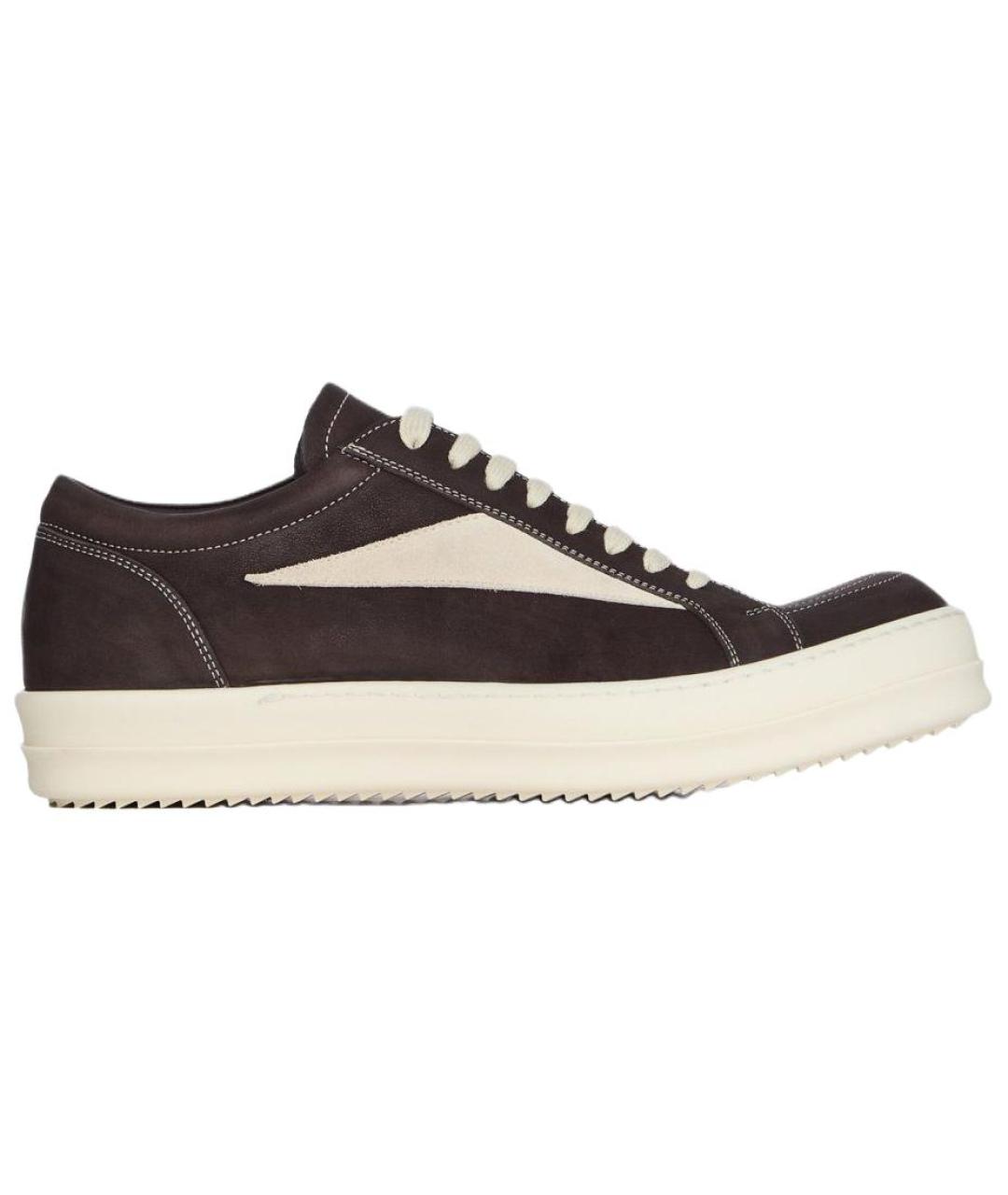 RICK OWENS Коричневые замшевые низкие кроссовки / кеды, фото 1