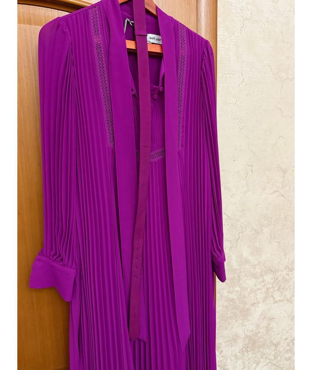 SELF-PORTRAIT Фиолетовое шифоновое вечернее платье, фото 4