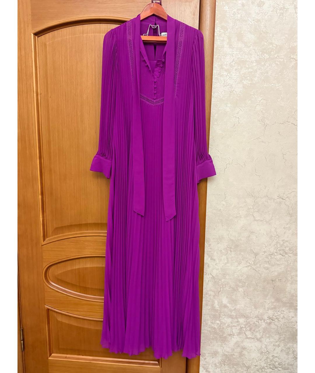 SELF-PORTRAIT Фиолетовое шифоновое вечернее платье, фото 5