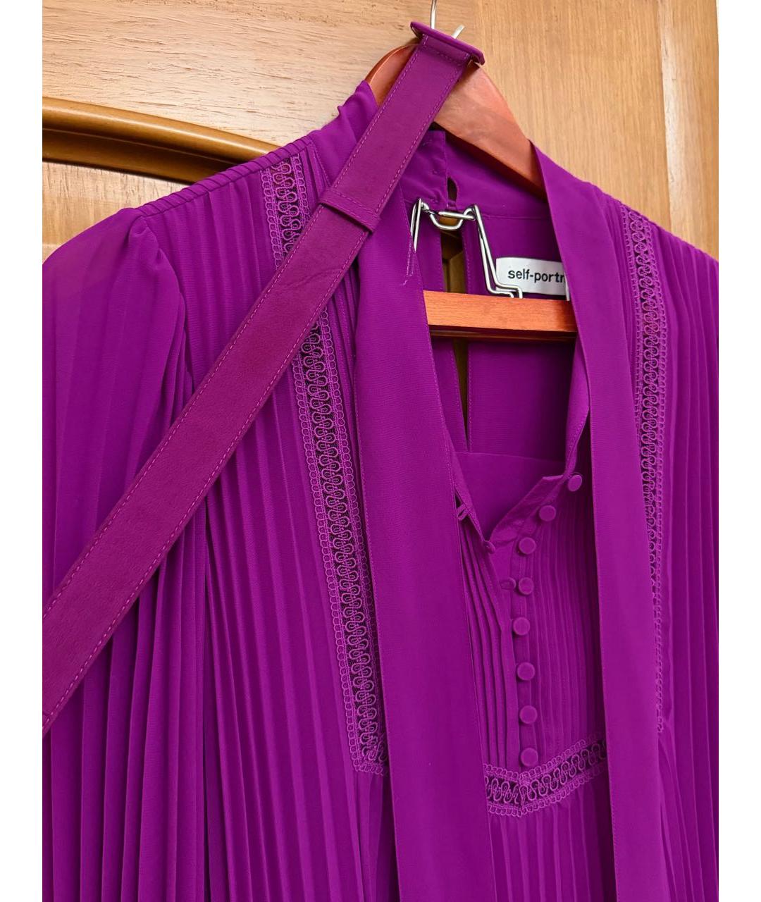 SELF-PORTRAIT Фиолетовое шифоновое вечернее платье, фото 3