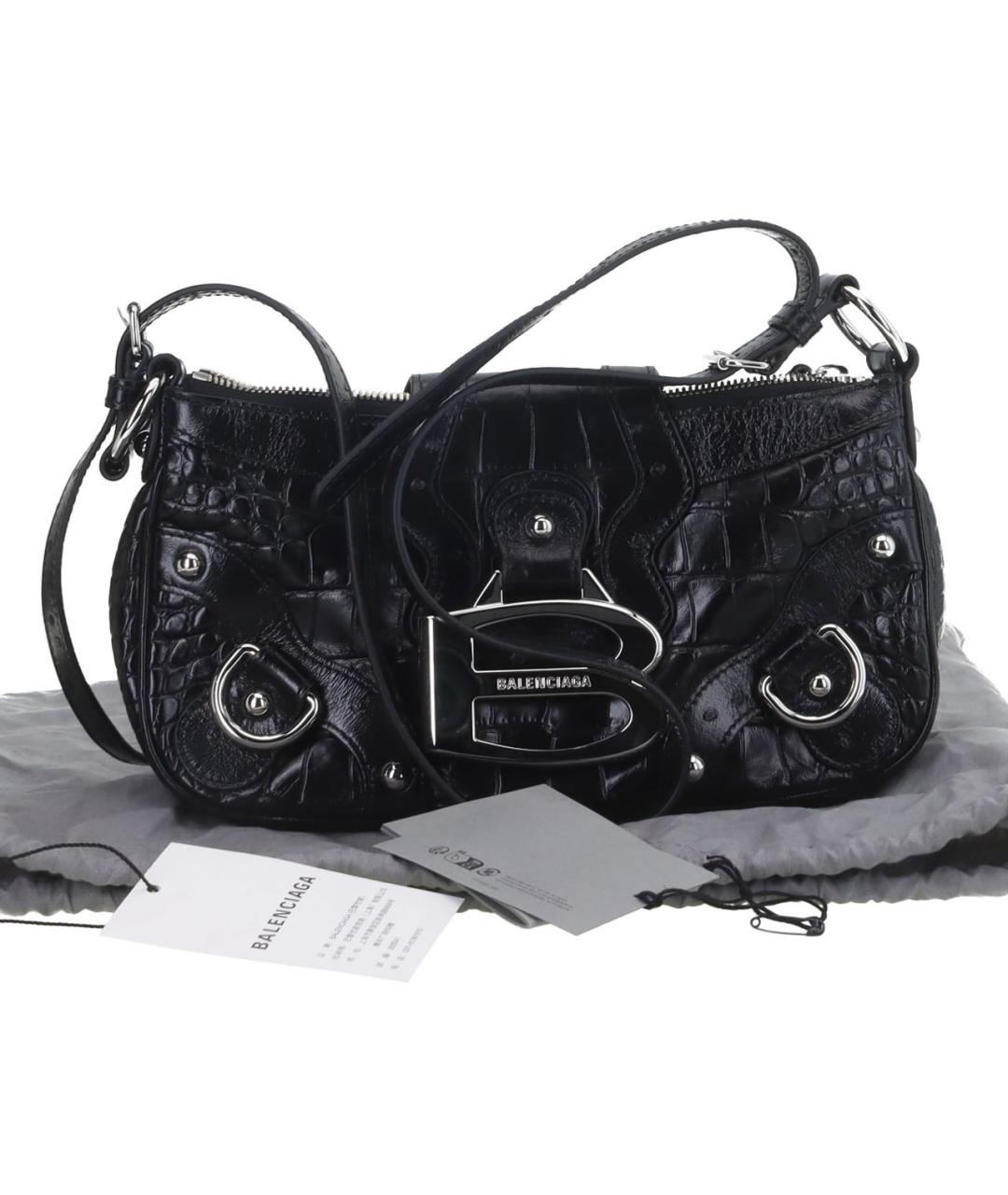 BALENCIAGA Черная кожаная сумка через плечо, фото 5