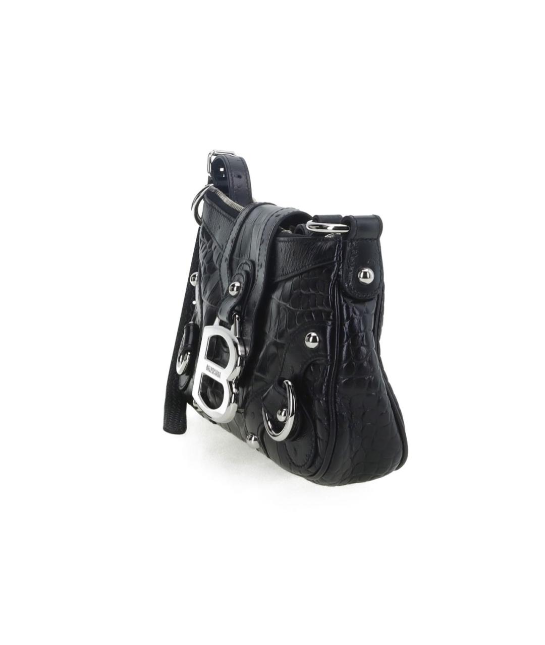 BALENCIAGA Черная кожаная сумка через плечо, фото 2