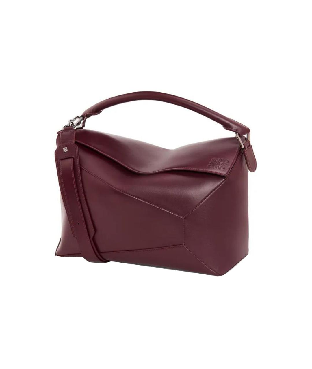 LOEWE Бордовая кожаная сумка на плечо, фото 6