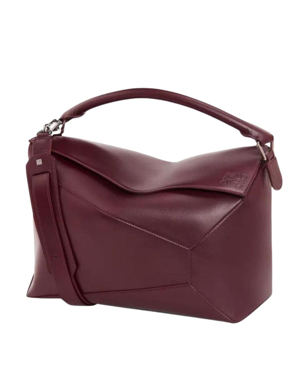 LOEWE Бордовая кожаная сумка на плечо, фото 1