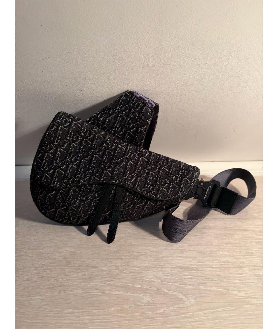 CHRISTIAN DIOR Черная жаккардовая сумка на плечо, фото 8