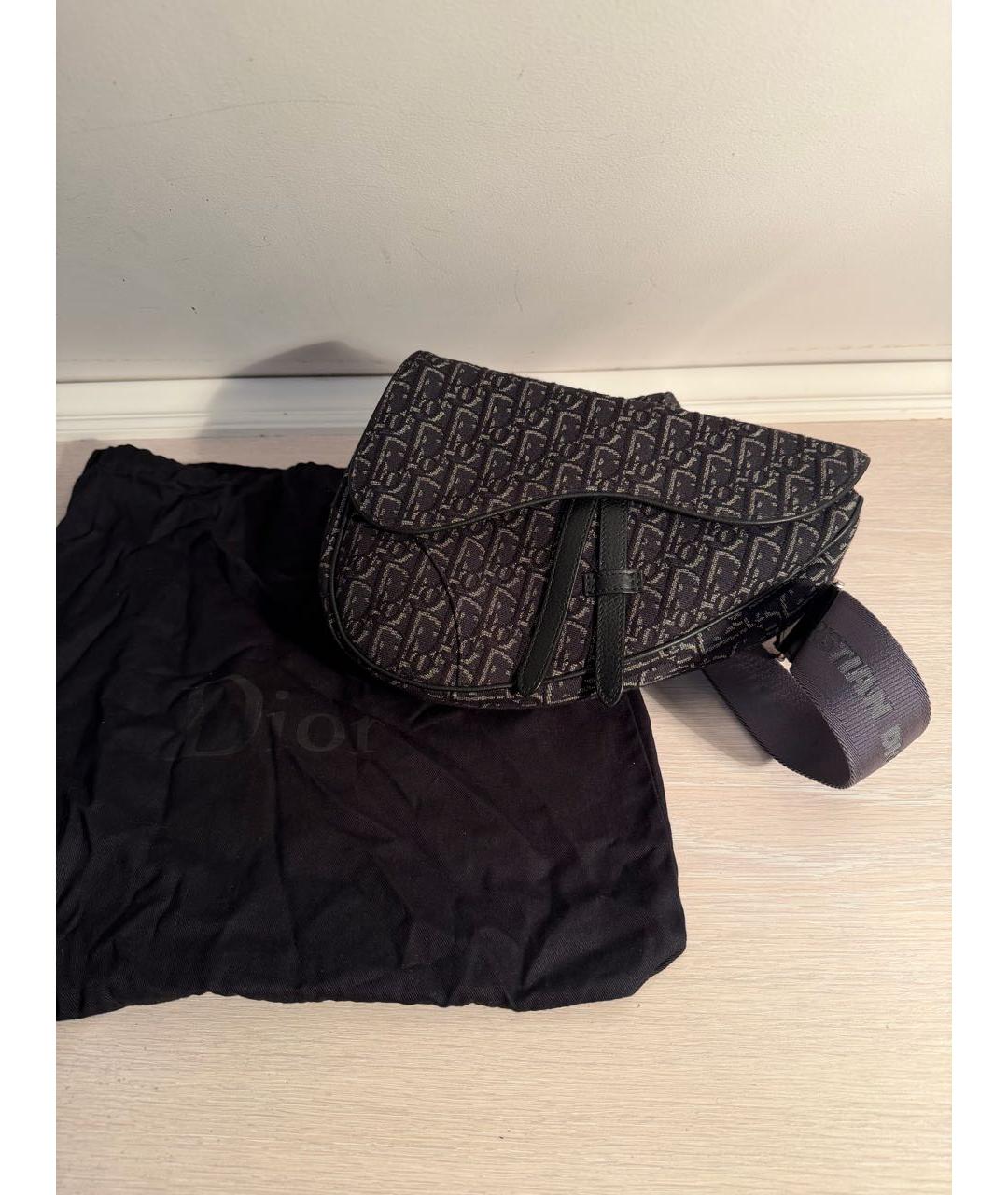 CHRISTIAN DIOR Черная жаккардовая сумка на плечо, фото 3