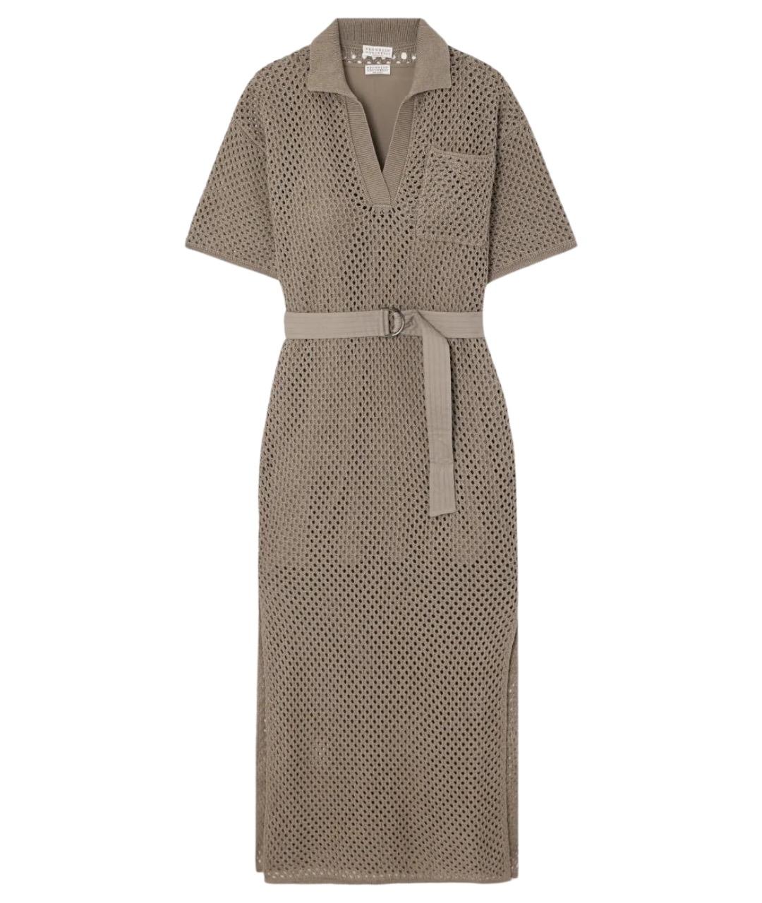 BRUNELLO CUCINELLI Бежевое хлопковое повседневное платье, фото 1