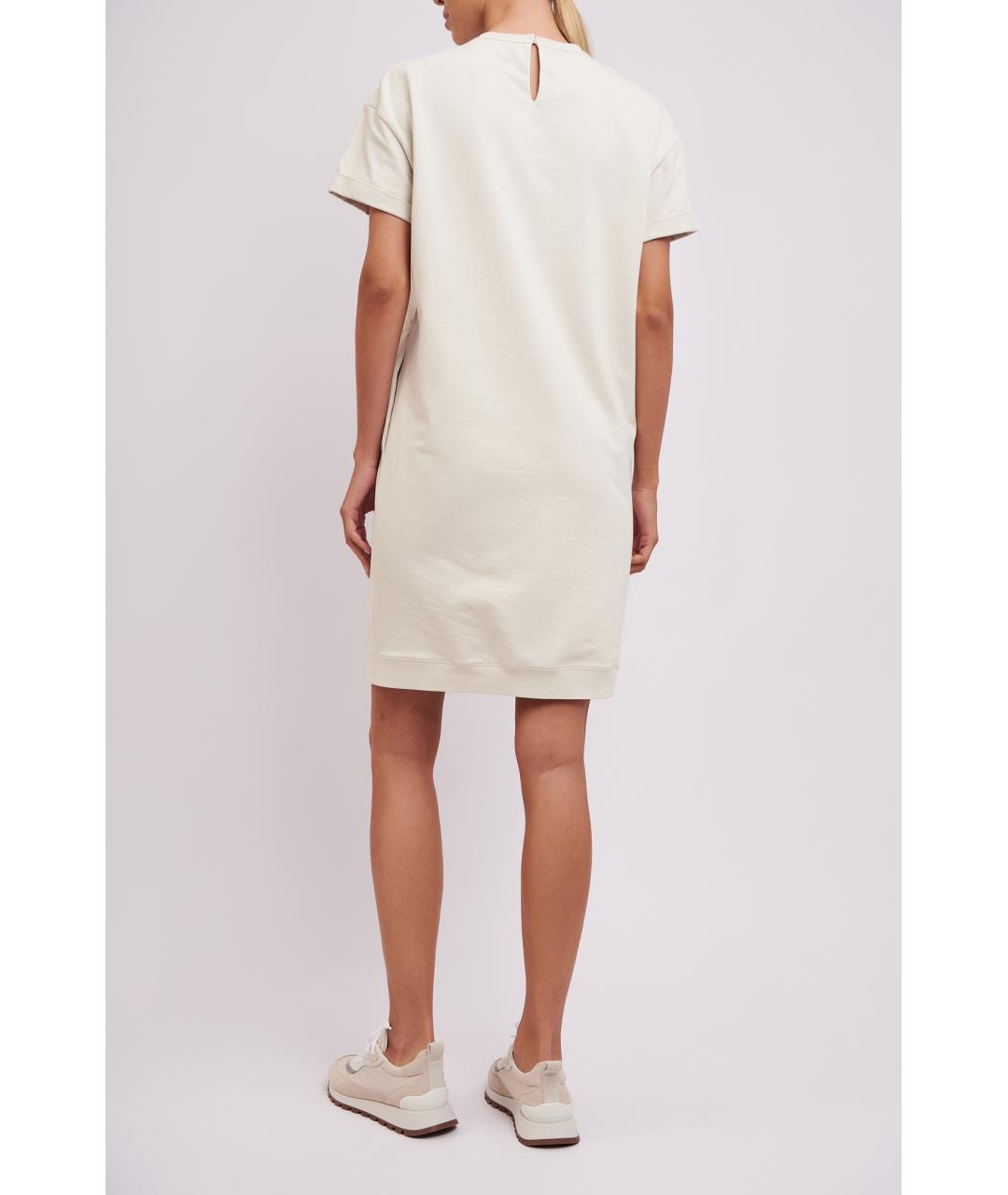 BRUNELLO CUCINELLI Бежевое хлопковое повседневное платье, фото 5
