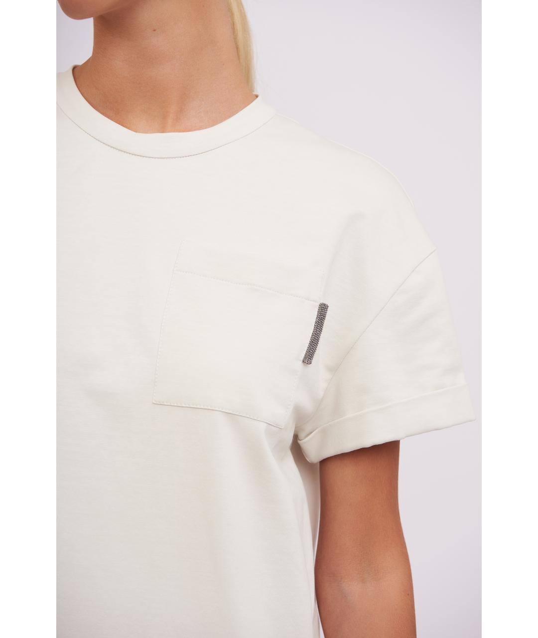 BRUNELLO CUCINELLI Бежевое хлопковое повседневное платье, фото 4