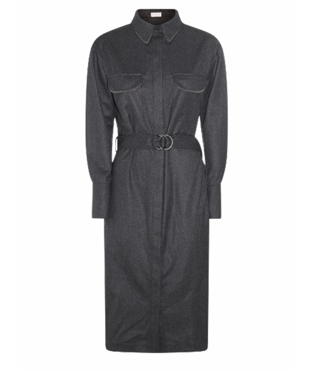 BRUNELLO CUCINELLI Серое шерстяное повседневное платье, фото 1