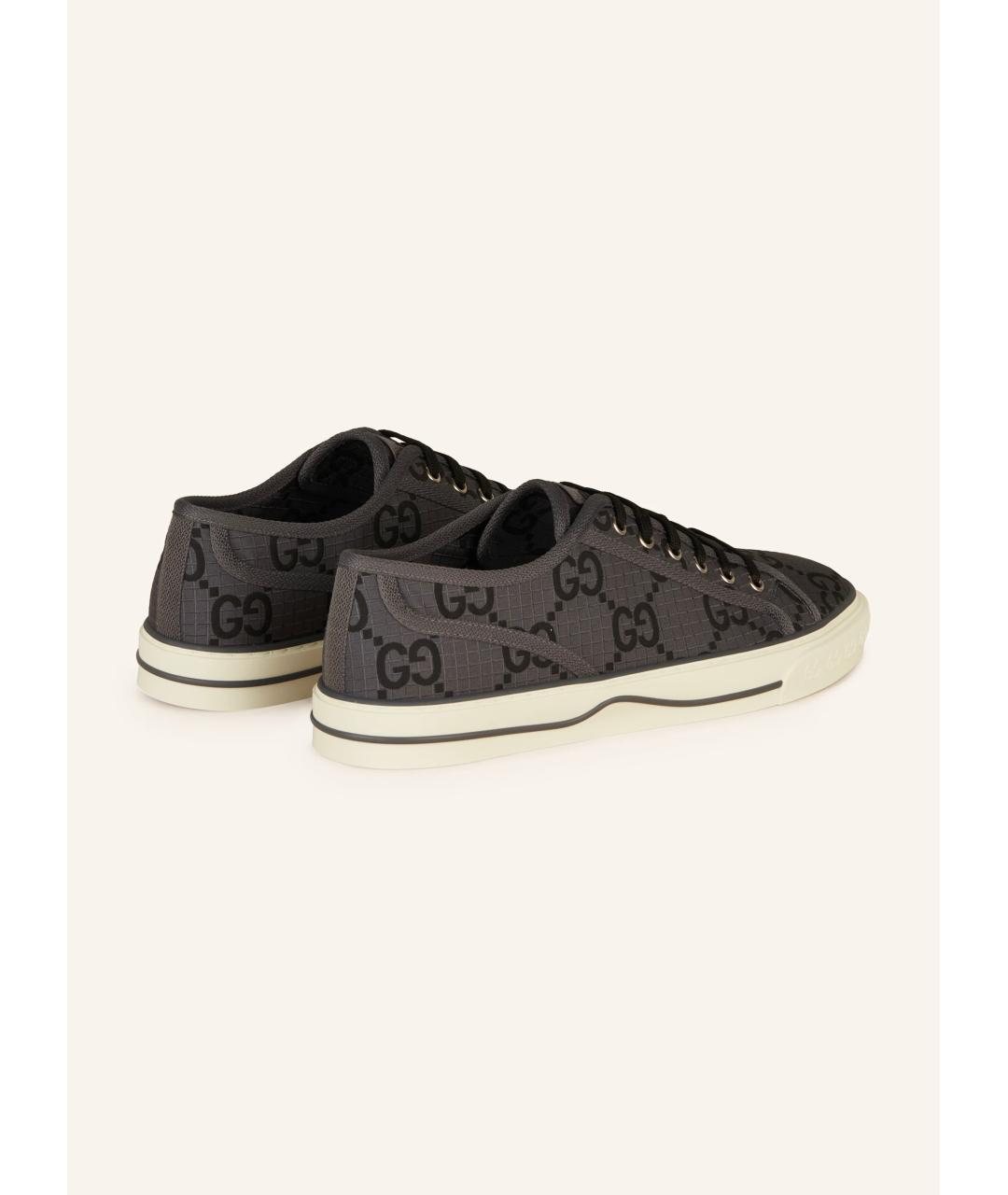 GUCCI Серые текстильные низкие кроссовки / кеды, фото 5