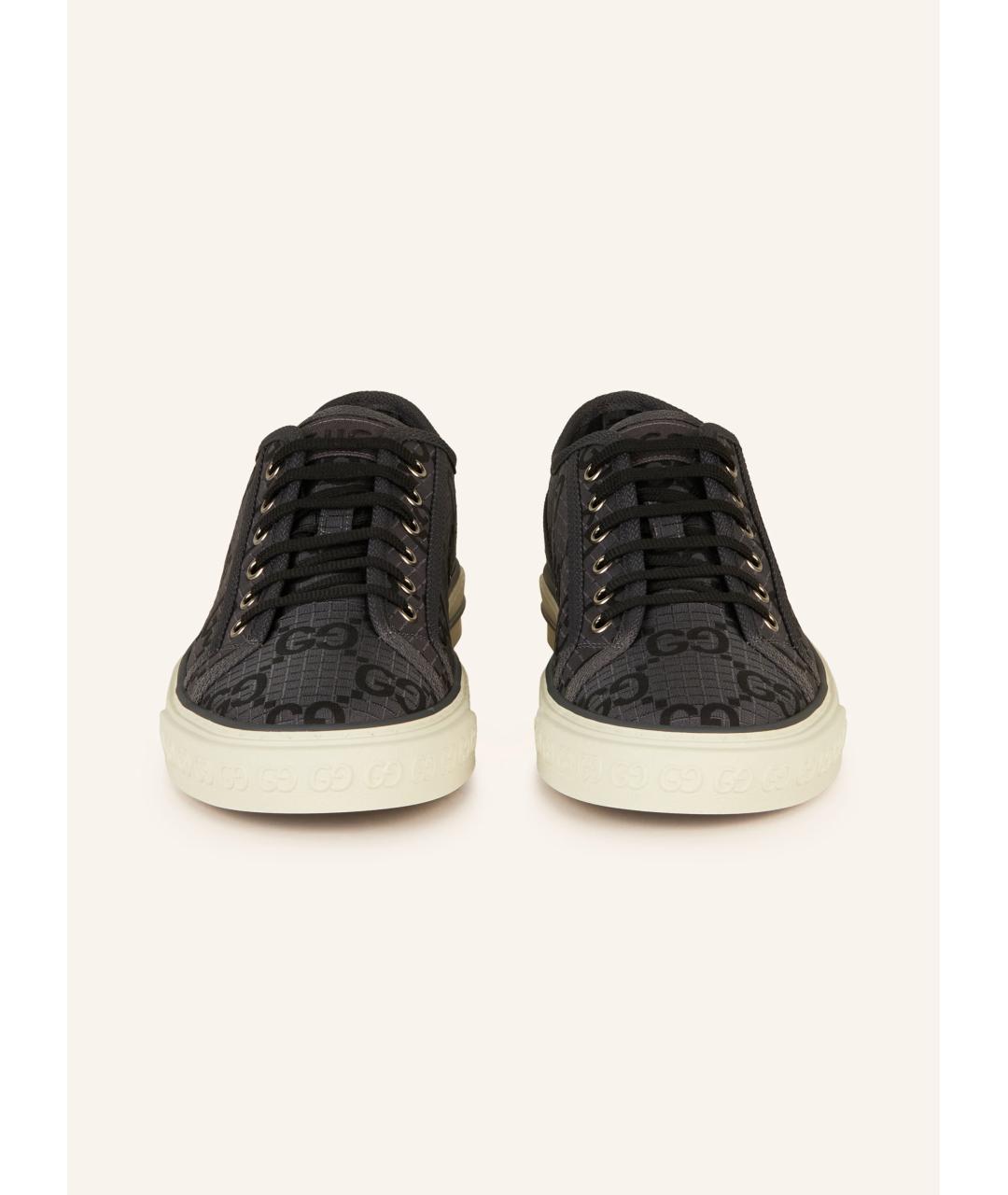 GUCCI Серые текстильные низкие кроссовки / кеды, фото 3