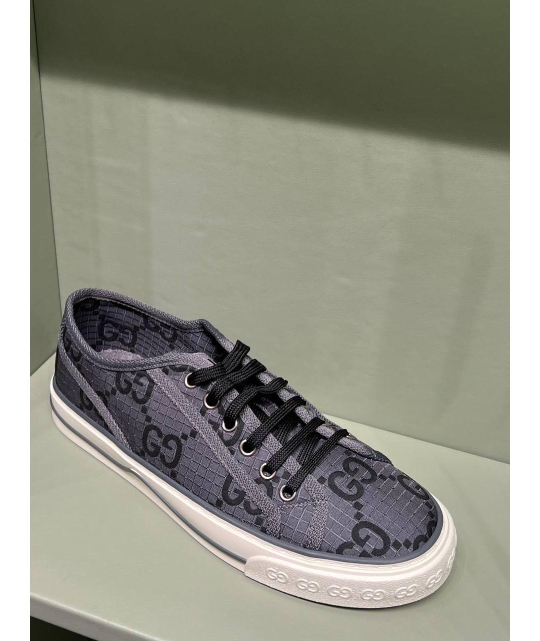 GUCCI Серые текстильные низкие кроссовки / кеды, фото 6