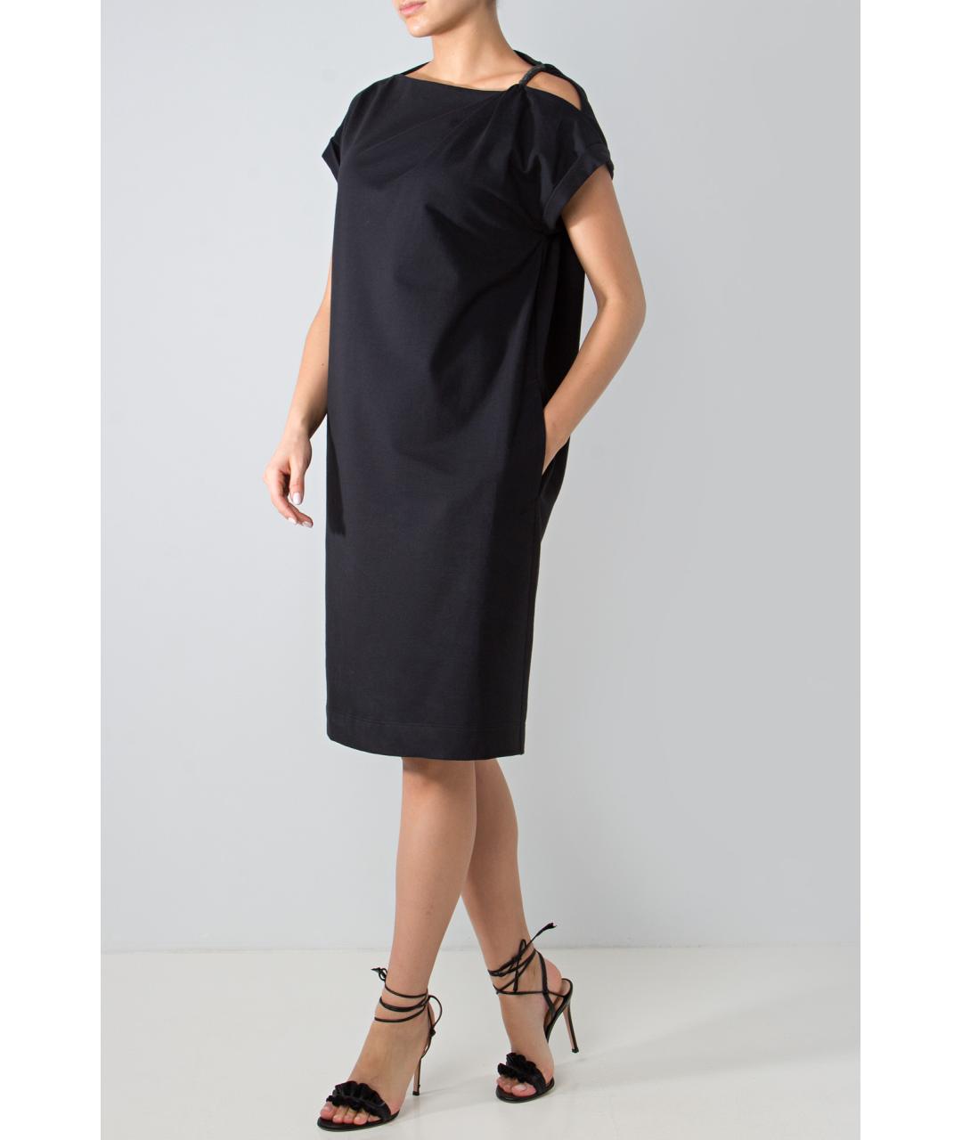 BRUNELLO CUCINELLI Черное хлопковое повседневное платье, фото 3