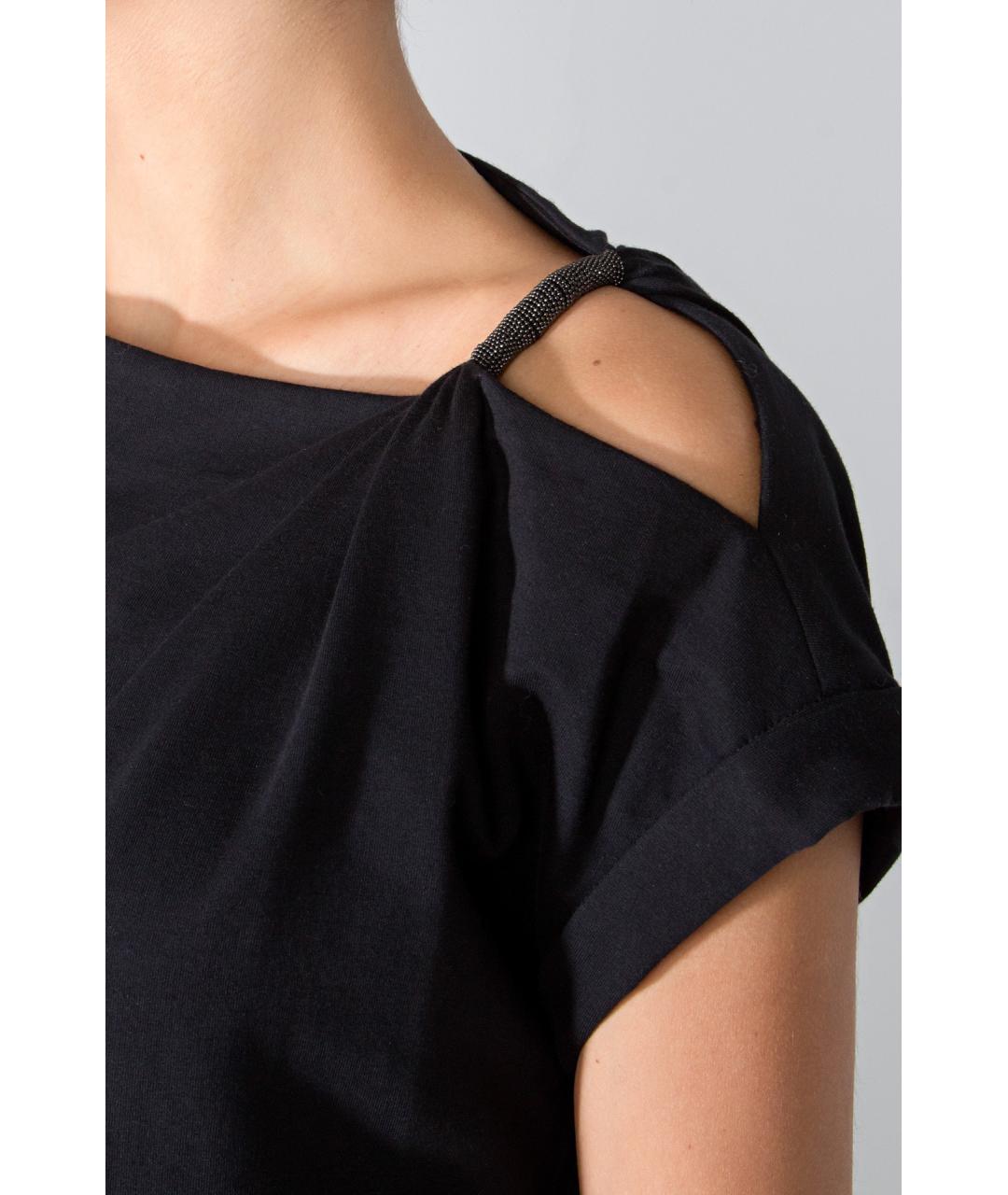 BRUNELLO CUCINELLI Черное хлопковое повседневное платье, фото 5