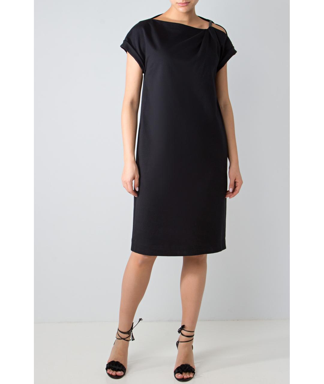 BRUNELLO CUCINELLI Черное хлопковое повседневное платье, фото 2