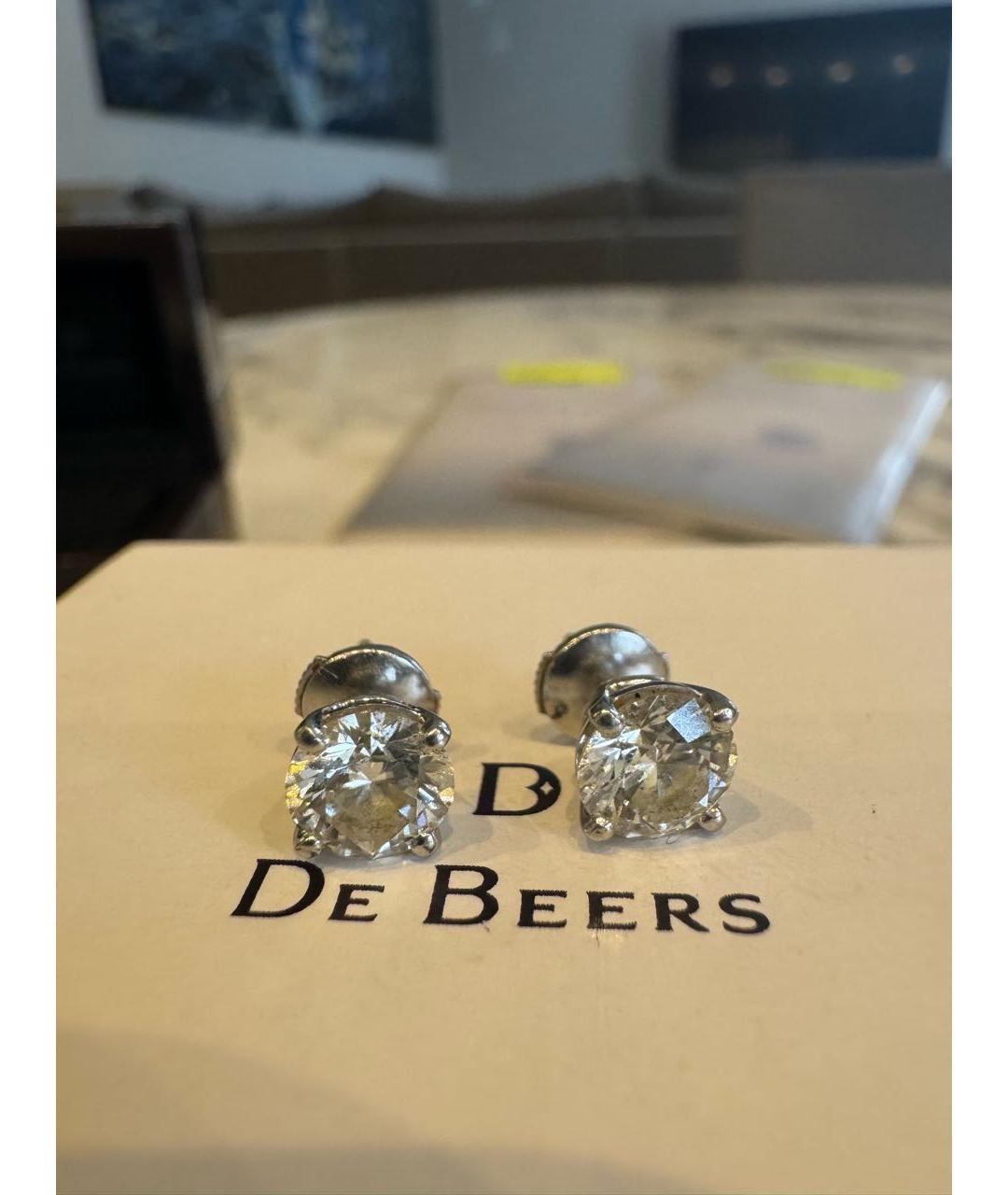 DE BEERS Серебряные серьги из белого золота, фото 8