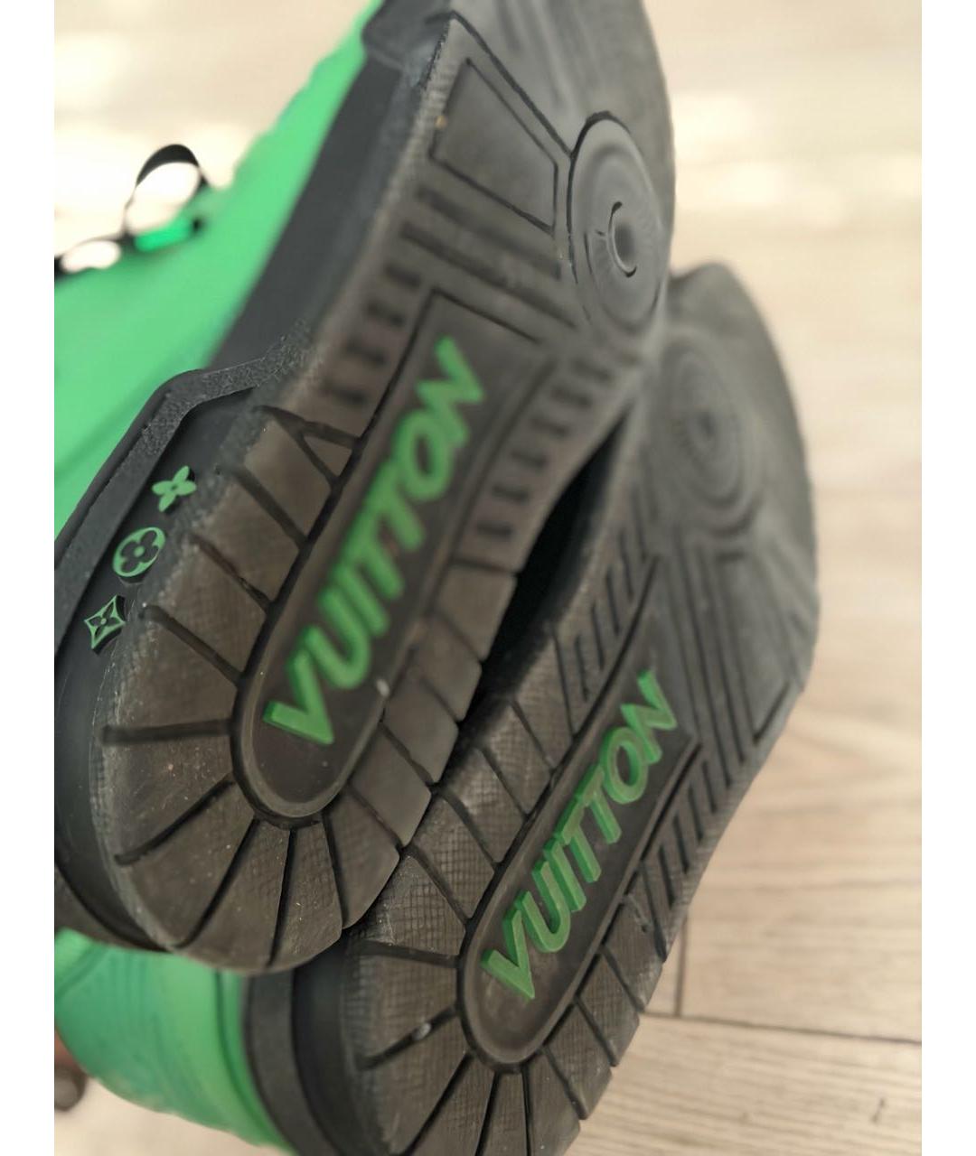 LOUIS VUITTON Зеленые кожаные кроссовки, фото 7
