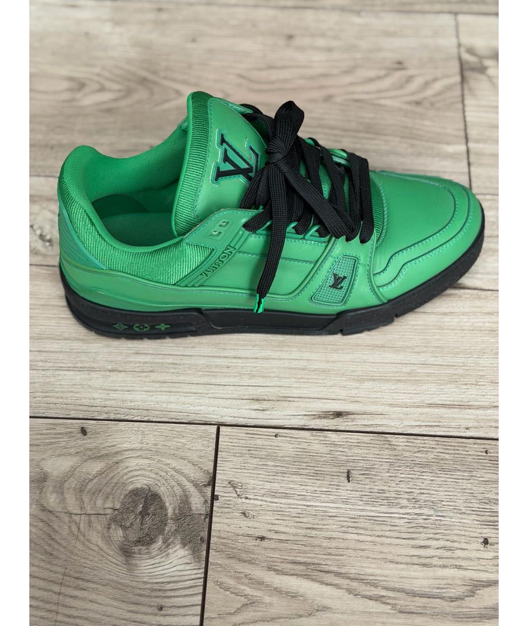 LOUIS VUITTON Зеленые кожаные кроссовки, фото 8