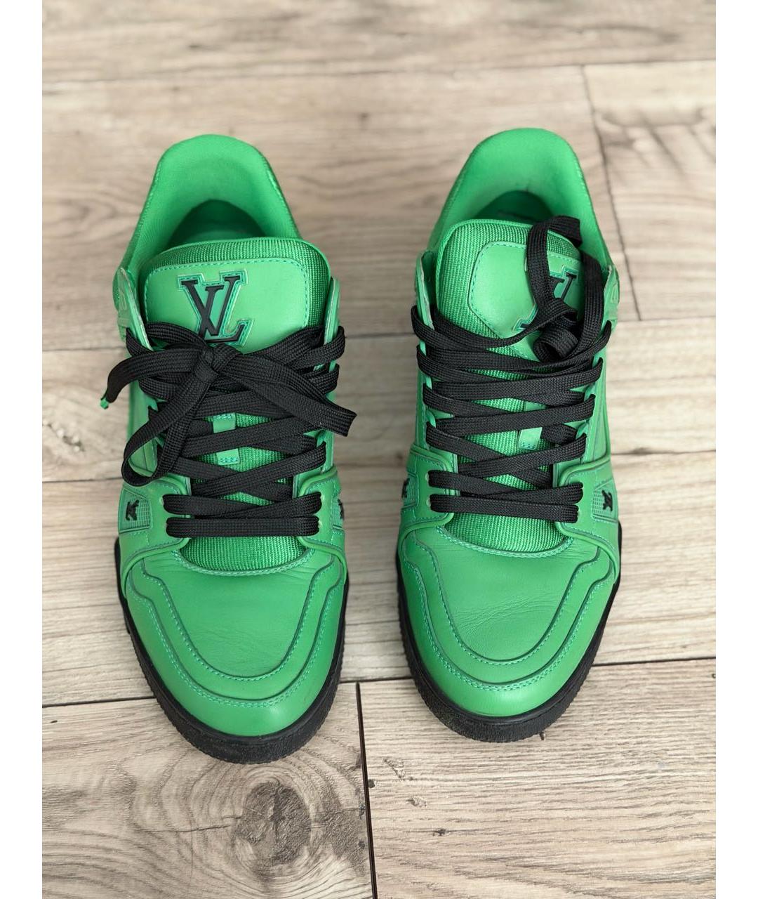 LOUIS VUITTON Зеленые кожаные кроссовки, фото 2