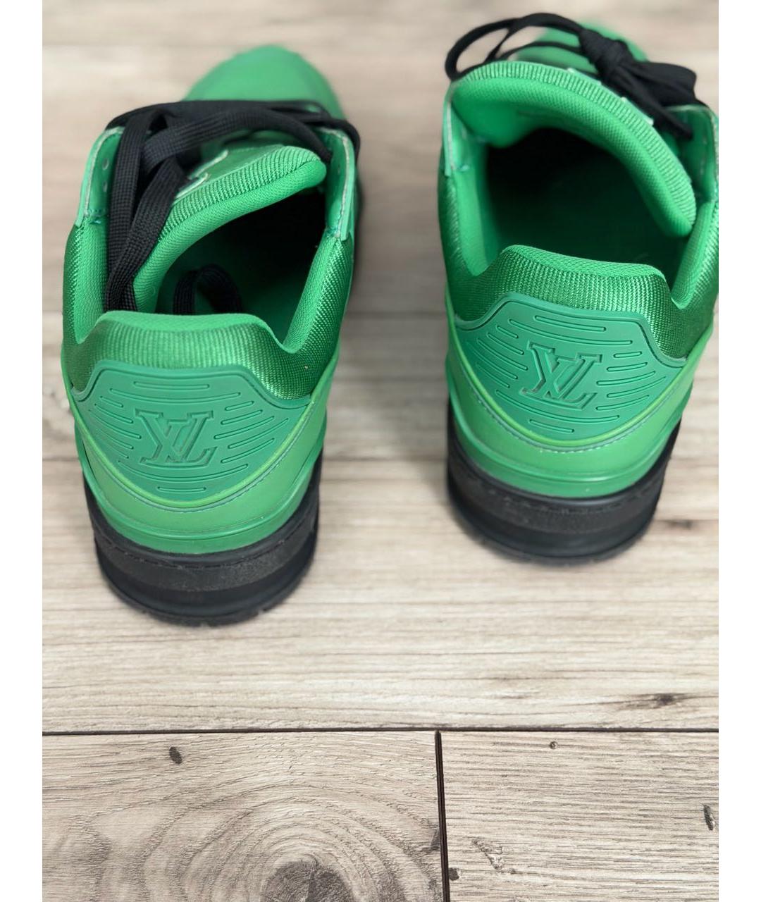 LOUIS VUITTON Зеленые кожаные кроссовки, фото 6