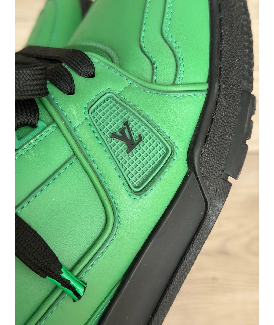 LOUIS VUITTON Зеленые кожаные кроссовки, фото 4