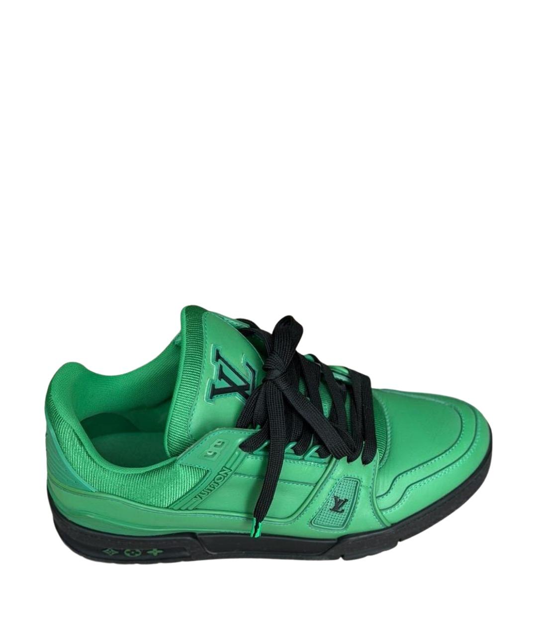 LOUIS VUITTON Зеленые кожаные кроссовки, фото 1