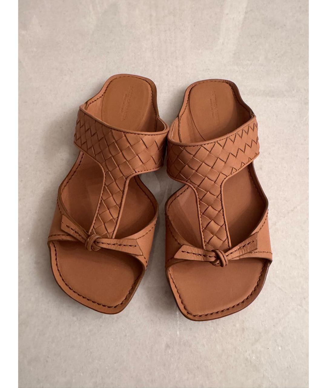 BOTTEGA VENETA Коричневые кожаные шлепанцы, фото 2