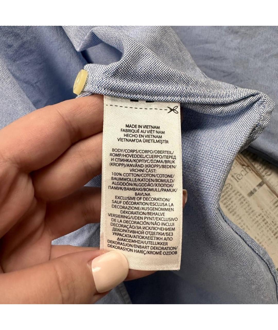 POLO RALPH LAUREN Голубая хлопковая кэжуал рубашка, фото 4