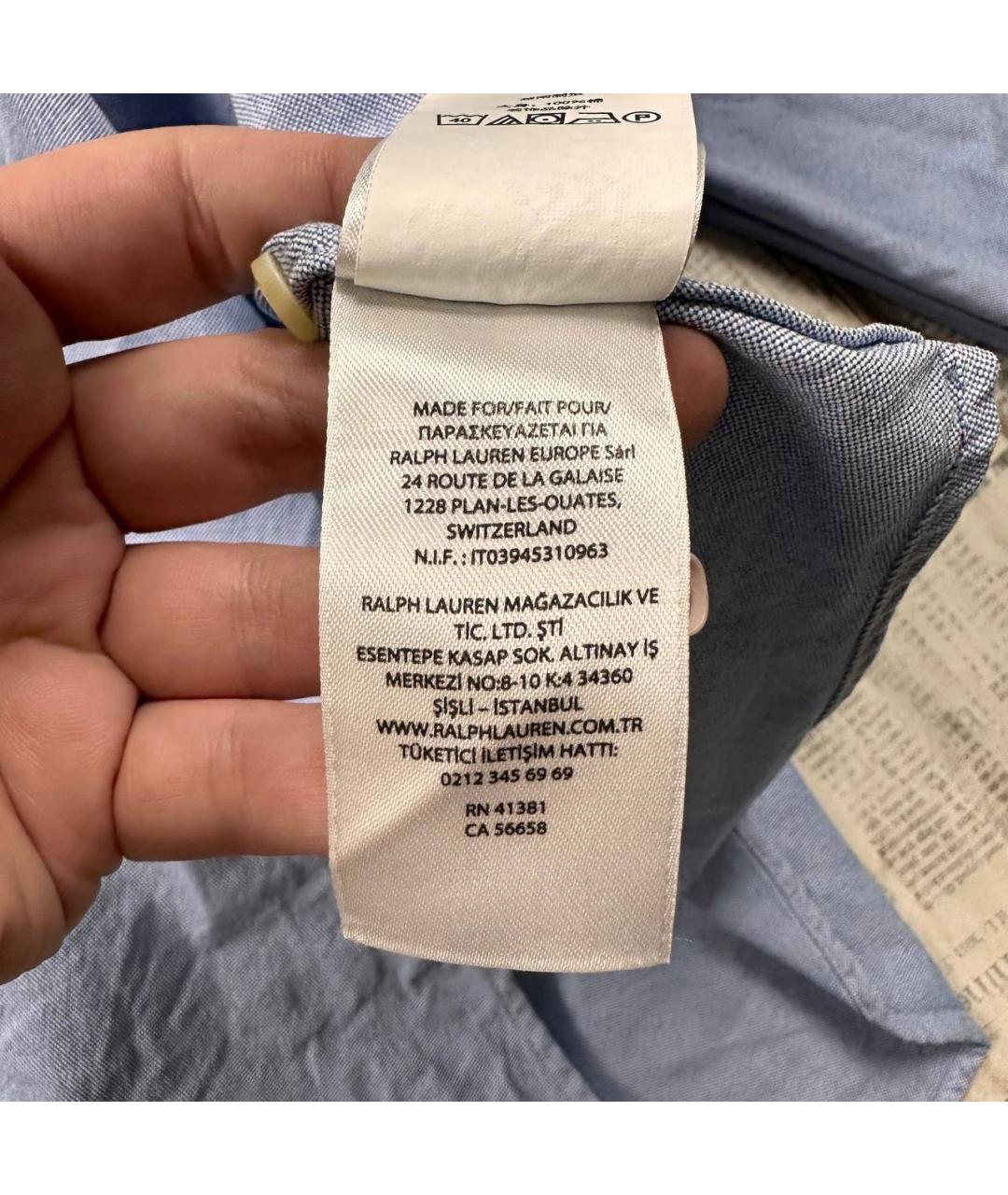 POLO RALPH LAUREN Голубая хлопковая кэжуал рубашка, фото 5