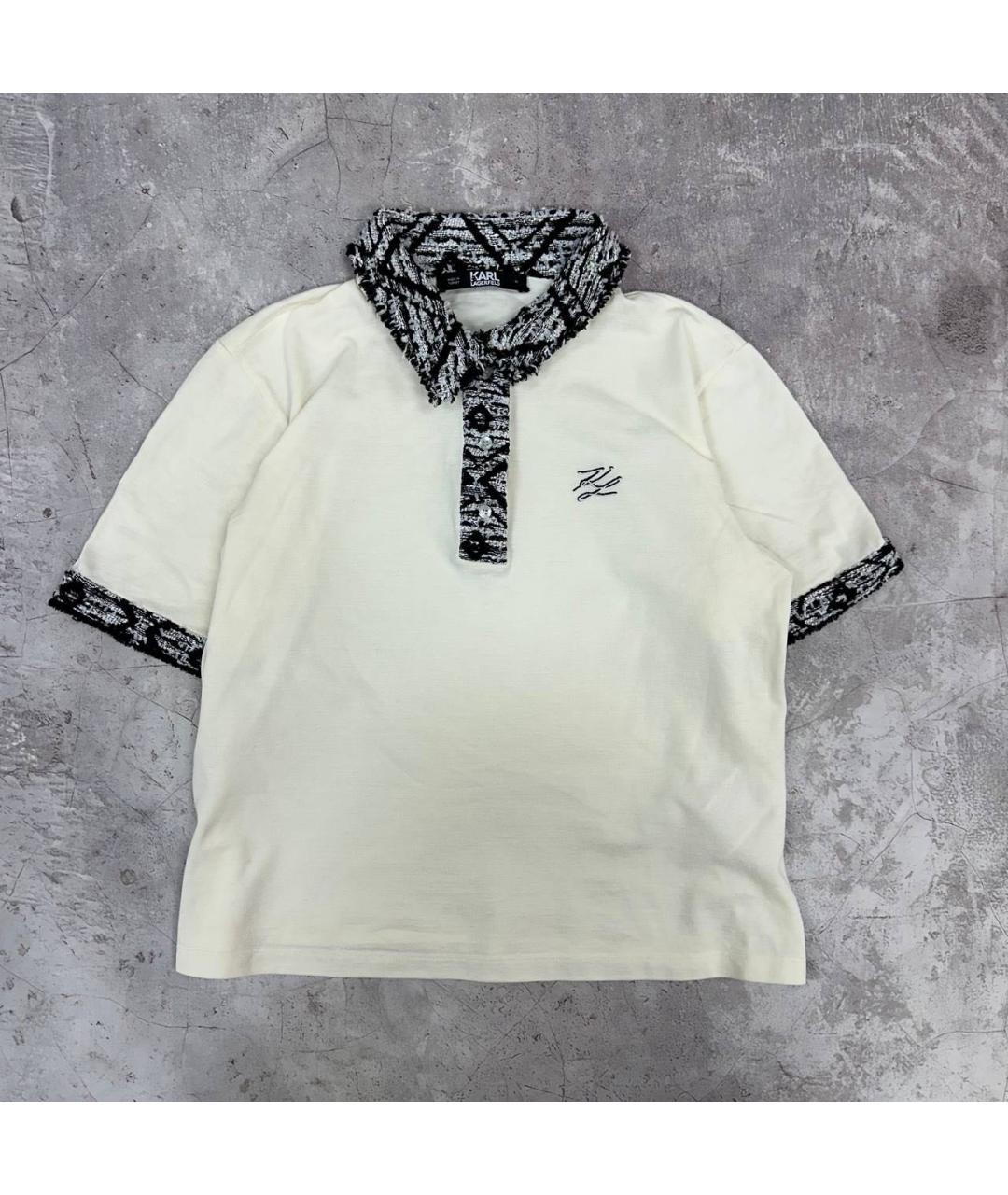 KARL LAGERFELD Белая хлопковая футболка, фото 5