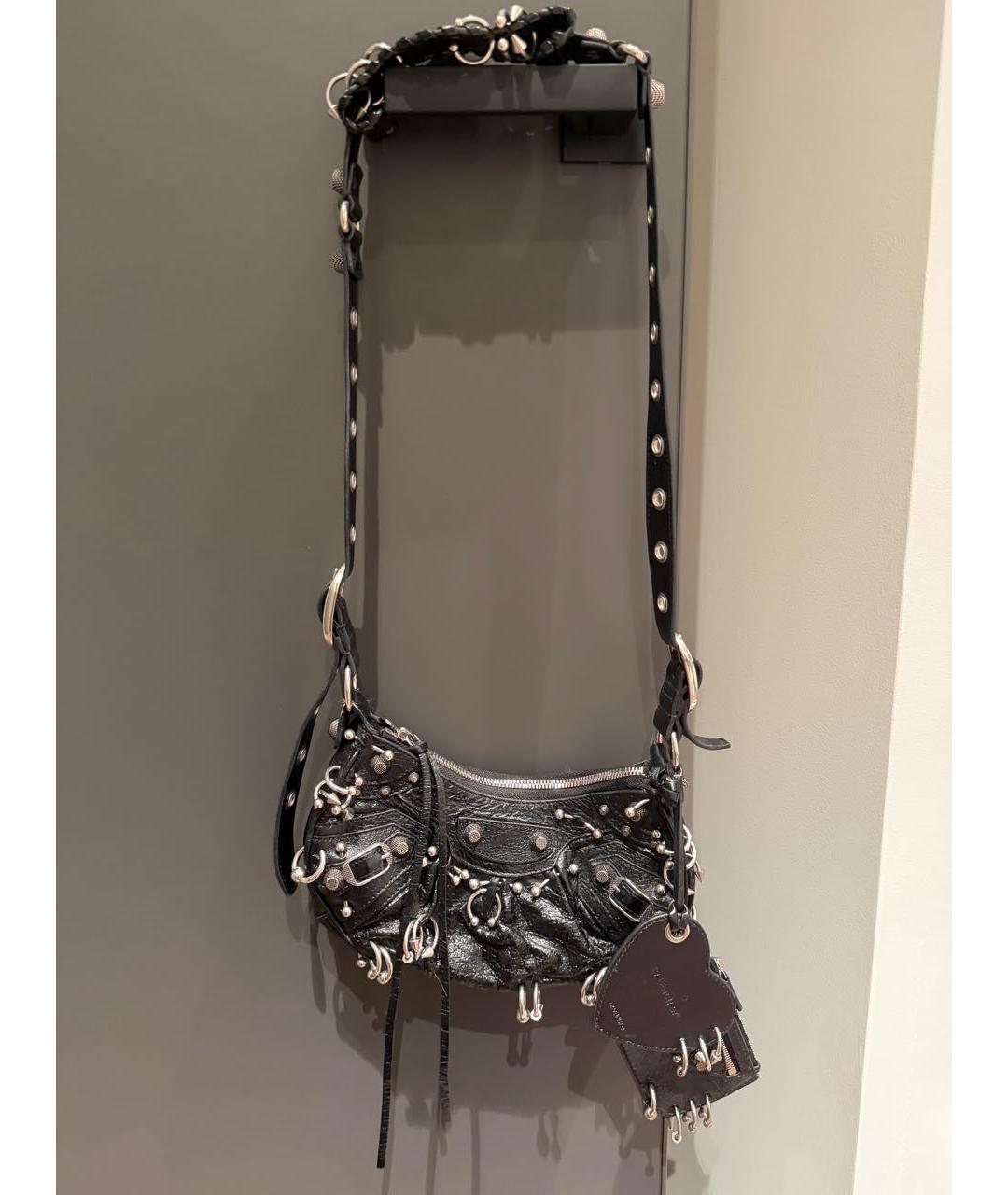 BALENCIAGA Черная кожаная сумка через плечо, фото 6