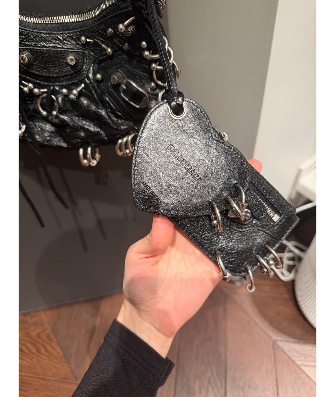 BALENCIAGA Черная кожаная сумка через плечо, фото 4