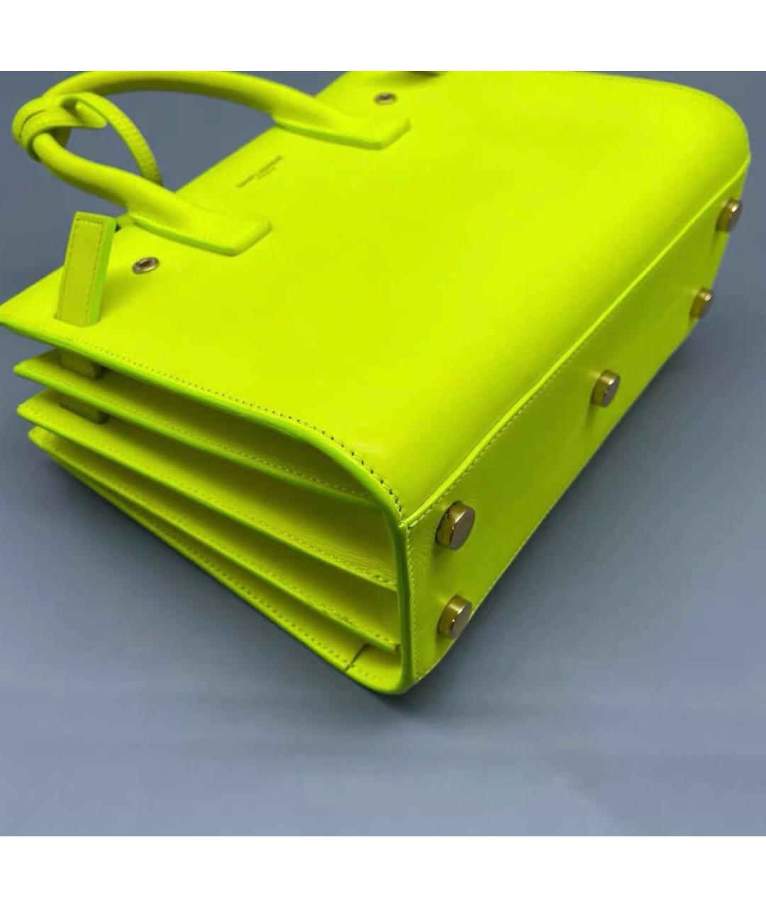 SAINT LAURENT Зеленая кожаная сумка тоут, фото 3