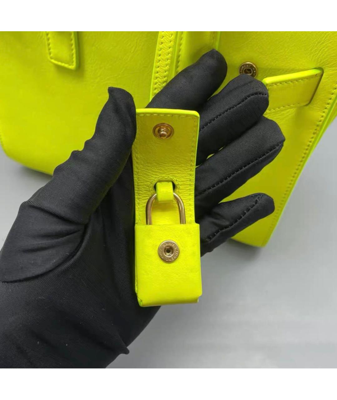 SAINT LAURENT Зеленая кожаная сумка тоут, фото 8