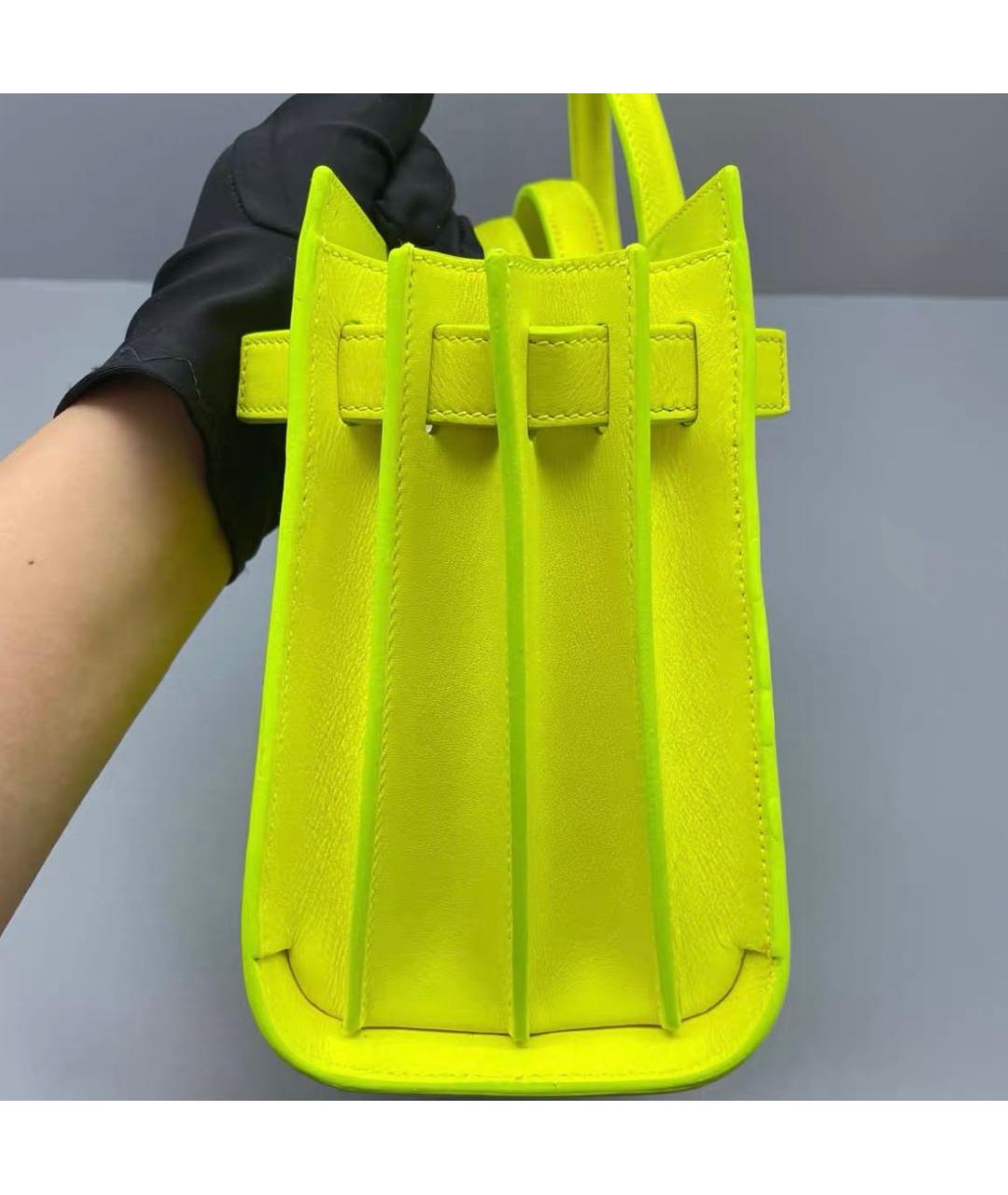 SAINT LAURENT Зеленая кожаная сумка тоут, фото 6